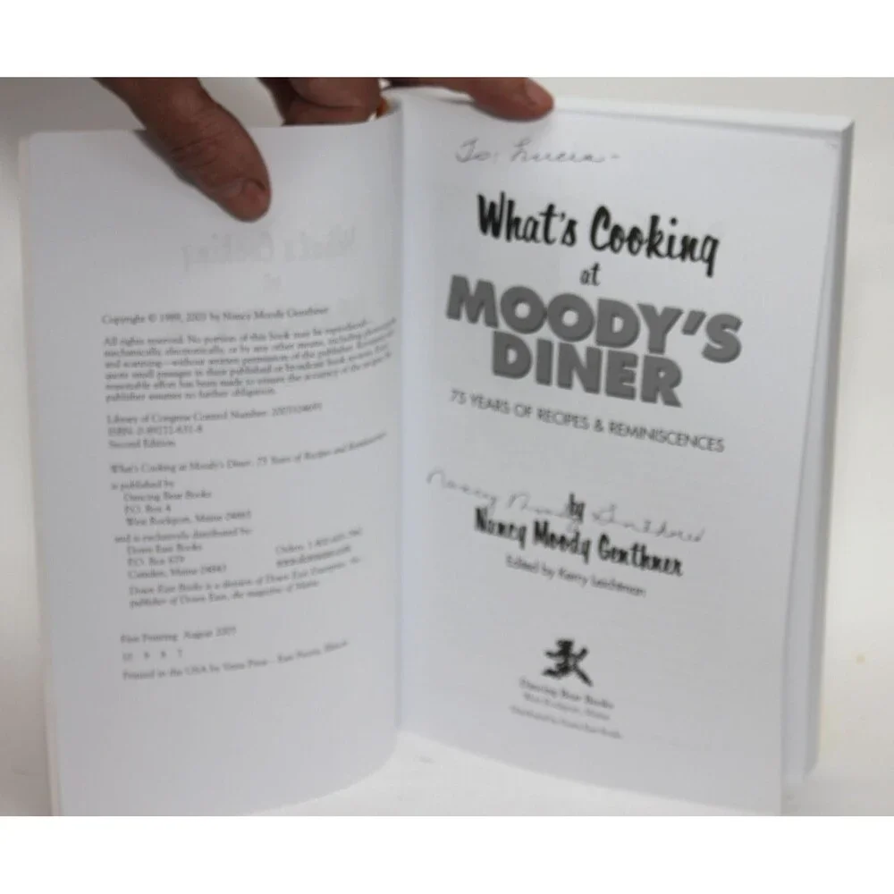 Signed WHAT'S COOKING AT MOODY'S DINER by Nancy Genthner Versa 2003 TPB Cookbook